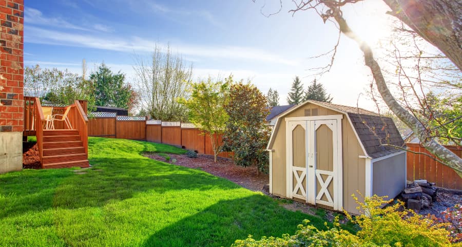 Fenced backyard with storage shed in Richmond